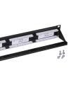 AISENS Panel De Parcheo De 24 Puertos RJ45 Cat.6 UTP, 19" 1U Dual IDC Con Gestion De Cables, Negro