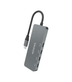 AISENS Hub USB 3.2 Gen2 10G USB-C, USB-C M-4xUSB-C H, Gris, 15cm