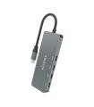 AISENS Hub USB 3.2 Gen2 10G USB-C, USB-C/M-4xUSB-C/H, Gris, 15cm