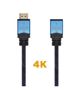 AISENS Cable HDMI V2.0 Prolongador Premium Alta Velocidad   HEC 4K@60Hz 18Gbps, A M-A H, Negro Azul, 1.0m