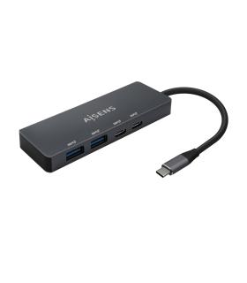 AISENS Hub USB3.2 Gen1 5G USB-C, USB-C M-2xUSB-C H-2xUSB-A H, Gris, 15cm