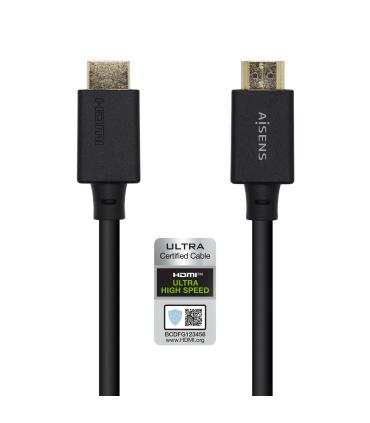 AISENS Cable HDMI V2.1 Ultra Alta Velocidad   HEC Certificado 8k@60Hz 48Gbps, A M-A M, Negro, 1.5m