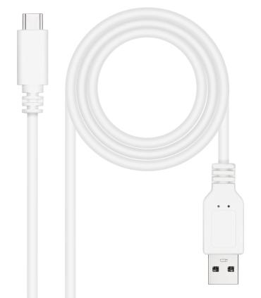 Nanocable Cable USB 2.0 3A, tipo USB-C M-A M, Blanco, 1.5 m