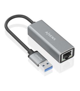 AISENS Conversor USB 3.0 a ethernet Gigabit 10 100 1000 Mbps, Gris, 15cm