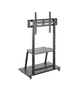 AISENS Soporte de suelo ECO con ruedas, bandeja para DVD para Monitor TV 150Kg de 37-100, Negro