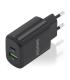 AISENS Cargador GaN 20W, 1xUSB-C PD3.0, 1xUSB-A QC3.0, Negro