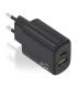 AISENS Cargador GaN 25W, 1xUSB-C PD3.0, 1xUSB-A QC3.0, Negro