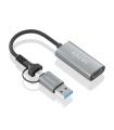 AISENS Conversor Aluminio USB-A+USB-C A HDMI 1080P@60Hz, USB-A/M+USB-C/M-HDMI/H, Gris, 15cm