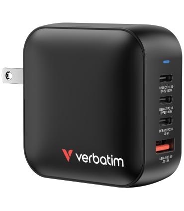 Verbatim Mini GaN Charger 100W Universal Negro Corriente alterna Carga rápida Interior