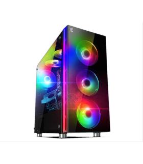 CAJA SEMITORRE PRIMUX IOX GAMING PB201 600W 4 VENTILADORES ARGB CRISTAL TEMPLADO