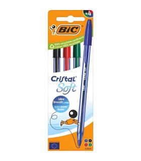 Caja de Bolgrafos de Tinta de Aceite Bic Cristal Original 516343/ 4 unidades/ Colores Surtidos