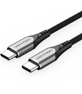 Cable USB 2.0 Tipo-C Vention TADHF/ USB Tipo-C Macho - USB Tipo-C Macho/ Hasta 60W/ 480Mbps/ 1m/ Gris