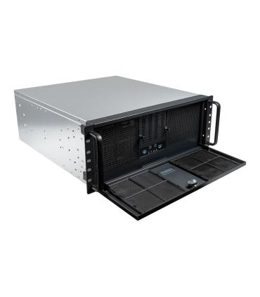 Caja Rack 19 Unykach Uk51918 4u Atx Color Plata Negro 3 Bahias 1x Usb3.0 1xusb-c F.a Atx  Redundante Cierre Con Llave