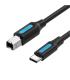 Cable USB 2.0 Tipo-C Vention CQUBH/ USB Tipo-B Macho - USB Tipo-C Macho/ 480Mbps/ 2m/ Negro