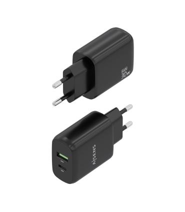 Cargador GaN De Pared Aisens A110-0924  1xUSB Tipo-C  1xUSB  30W  Negro