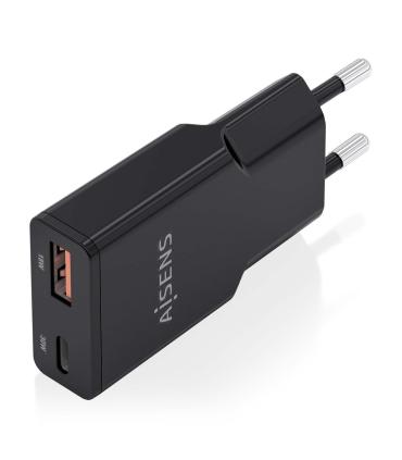 Cargador GaN De Pared Aisens ASCH-30W2P047-BK  1xUSB Tipo-C  1xUSB  30W