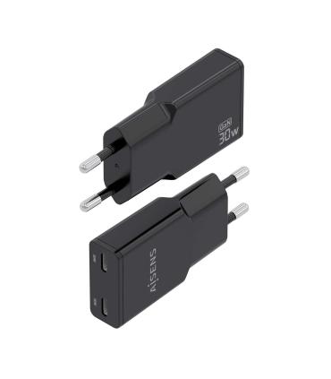 Cargador Gan De Pared Aisens ASCH-30W2P049-BK  2xUSB Tipo-C  30W