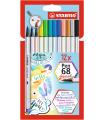 ESTUCHE CARTON 12 UNIDADES ROTULADOR PEN 68 BRUSH COLORES SURTIDOS STABILO 568/12-21