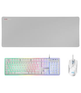 Teclado Mouse Y Alfombrilla Mars Gaming Mcpx Portugues White Telcado Hibrido Hmech Mouse Ultra Ligero 10k Y Alfombrilla Xxl