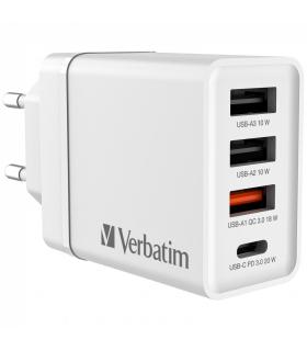 Cargador De Pared Verbatim CHR-30EU2  1xUSB Tipo-C  3xUSB  30W