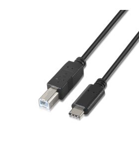 Cable USB 2.0 Impresora Aisens A107-0053  USB Tipo-C Macho - USB Tipo-B Macho  Hasta 9W  625Mbps  1m  Negro