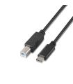 Cable USB 2.0 Impresora Aisens A107-0053/ USB Tipo-C Macho - USB Tipo-B Macho/ Hasta 9W/ 625Mbps/ 1m/ Negro