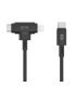 HYPER SILICONE USB-C TO USB-C AND LIGHTNING HYBRID 60W CABLE - BLACK