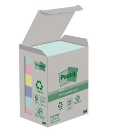 PACK 6 BLOCS 100 HOJAS NOTAS RECICLADAS ADHESIVAS 38X51MM COLORES SURTIDOS CAJA CARTN 653-1GB POST-IT 7100259445