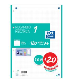 RECAMBIO COLOR 1 A4  100+20 HOJAS 5X5 ICE MINT 90GRS OXFORD 400158057