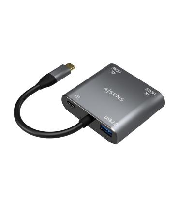 Conversor USB Tipo-C Aisens A109-0625  2x HDMI 4K SST MST Hembra - USB Tipo-C Macho - USB Hembra - USB Tipo-C Hembra