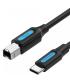 Cable USB 2.0 Impresora Vention CQUBG/ USB Tipo-B Macho - USB Tipo-C Macho/ 480Mbps/ 1.5m/ Negro