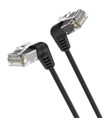 Cable de Red RJ45 UTP Vention IBOBF Cat.6A/ 1m/ Cabeza Rotatoria 360/ Negro