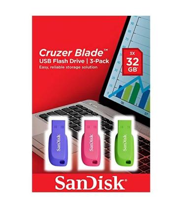 Pendrive 32GB SanDisk Cruzer Blade Pack 3 USB 2.0