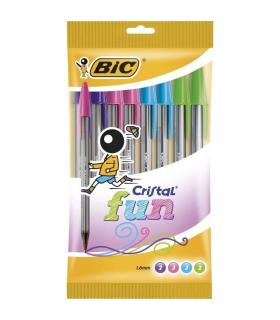 Bolgrafos de Tinta de Aceite Bic Cristal Fun 921342/ 10 unidades/ Colores Surtidos