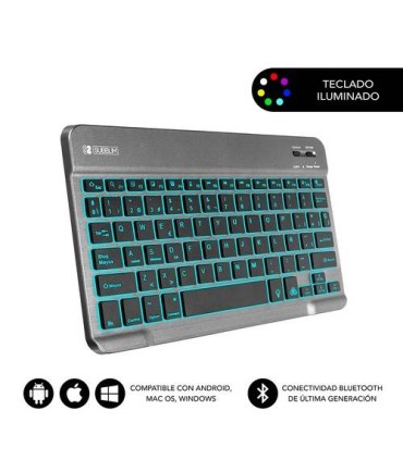 SUBBLIM Teclado Bluetooth Smart Backlit BT Keyboard Touchpad Grey