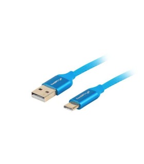 CABLE USB LANBERG 2.0 MACHO/USB C MACHO QUICK CHARGE 3.0 1M AZUL