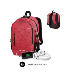 SUBBLIM Mochila para Porttil Urban Lock Backpack 16\" Red