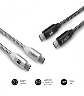 SUBBLIM PACK 2 CABLES USB TIPO USB-C A USB-C 1 M BLACK/SILVER