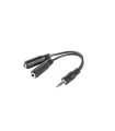 ADAPTADOR LANBERG JACK STEREO MACHO A JACK STEREO HEMBRA X2 10 CM NEGRO