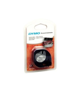 DYMO CINTA PLASTICO 91209 NEGRO-PLATA 12MMx4M. ROTULADORAS LETRATAG