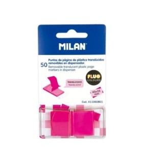 MILAN MARCADORES DE PGINA REMOVIBLES 50 PUNTOS 45X25MM ROSA TRASLCIDO