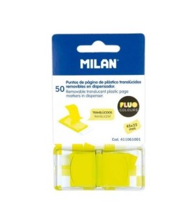 MILAN MARCADORES DE PGINA REMOVIBLES 50 PUNTOS 45X25MM AMARILLO TRASLCIDO