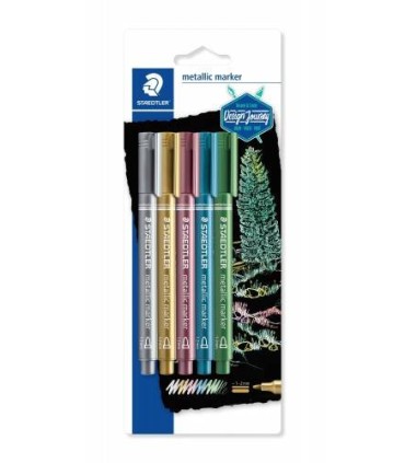 BLSTER CON 5 MARCADORES METLICOS EN COLORES ORO, PLATA, ROJO, AZUL Y VERDE STAEDTLER 8323-S BK5