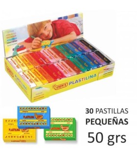 CAJA EXPOSITORA 30 PASTILLAS PLASTILINA 50 G COLORES SURTIDOS (2 UDS X 15 COLORES) JOVI 70S