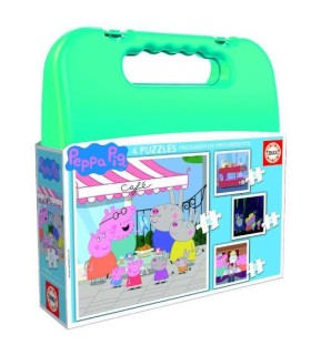 MALETA PUZZLES PROGRESIVOS PEPPA PIG 6-9-12-16 DE 3-5 AOS EDUCA BORRAS 18112