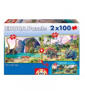 PUZZLE 2x100 DINO WORLD DE 6-8 AOS EDUCA BORRAS 15620