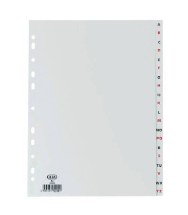 NDICES ALFABTICOS PLSTICO A4 A-Z 20 POSICIONES COLOR GRIS ELBA 100204725