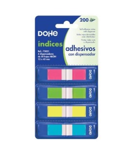 BLISTER 4 BLOCS DE 50 NDICES EN 4 COLORES SURTIDOS NEON 12X45 DOHE 75021