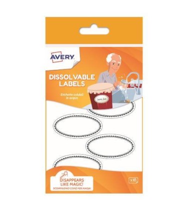 PAQUETE 18 ETIQUETAS DISOLUBLES EN AGUA 55X92MM AVERY SOLUB18-UK