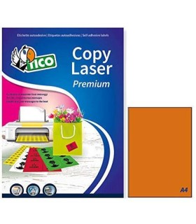 CAJA 70 HOJAS ETIQUETAS NARANJA FLUORESCENTE SIN MRGENES-LSER/INYECCIN DE TINTA/FOTOCOPIADORAS-210X297 MM TICO LP4FA-210297